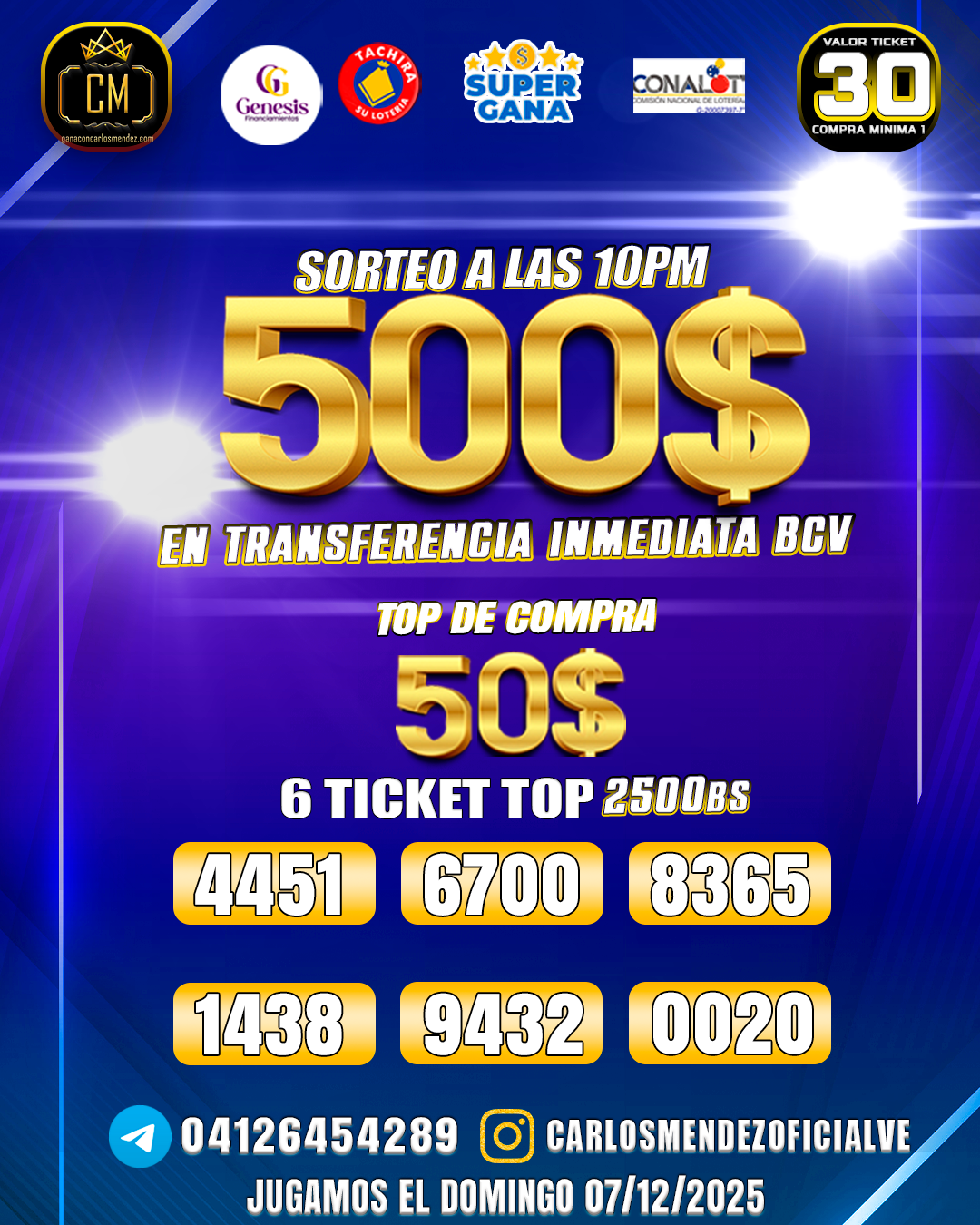 500$ POR TAN SOLO 30BS JUGAMOS EL DOMINGO A  LAS 10PM