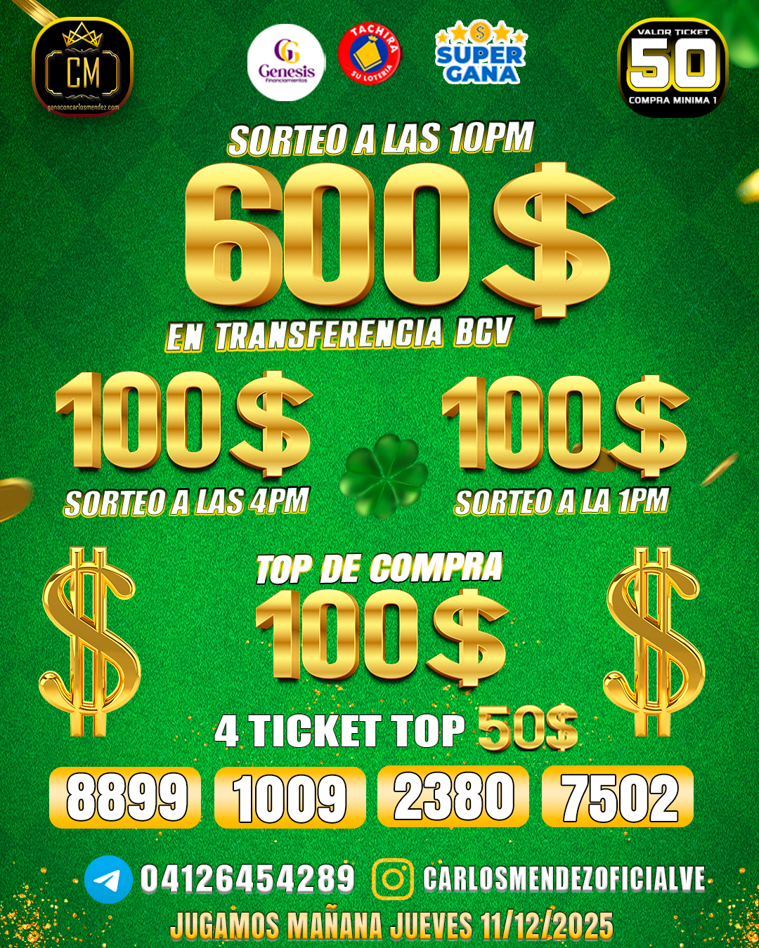 GANA 600$ MAÑANA 11 DE DICIEMBRE 